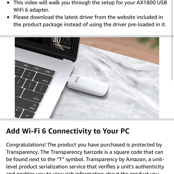 BrosTrend WiFi 6 AX1800Mbps USB WiFi Adapter Dual Band WiFi Dongle 5GHz 1201Mbps - Picture 4 of 4